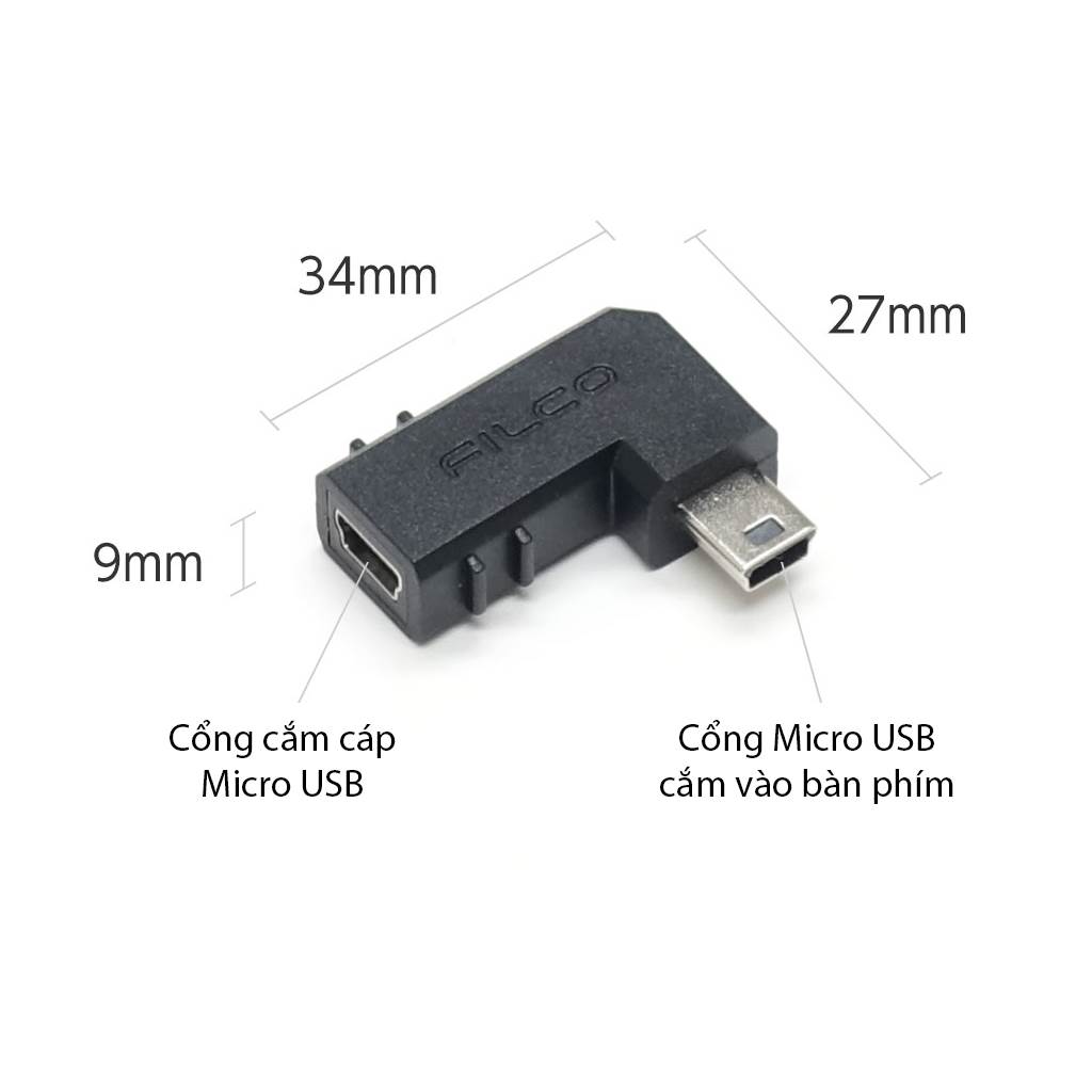 Đầu chuyển góc 90 độ Filco (Mini-USB) - Hàng chính hãng