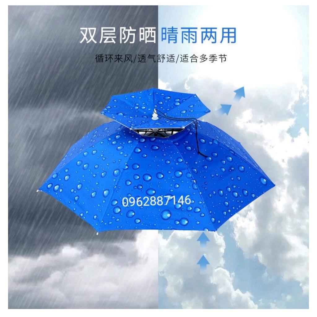 Ô dù đội đầu 2 tầng ô dù câu cá loại 1 siêu mát