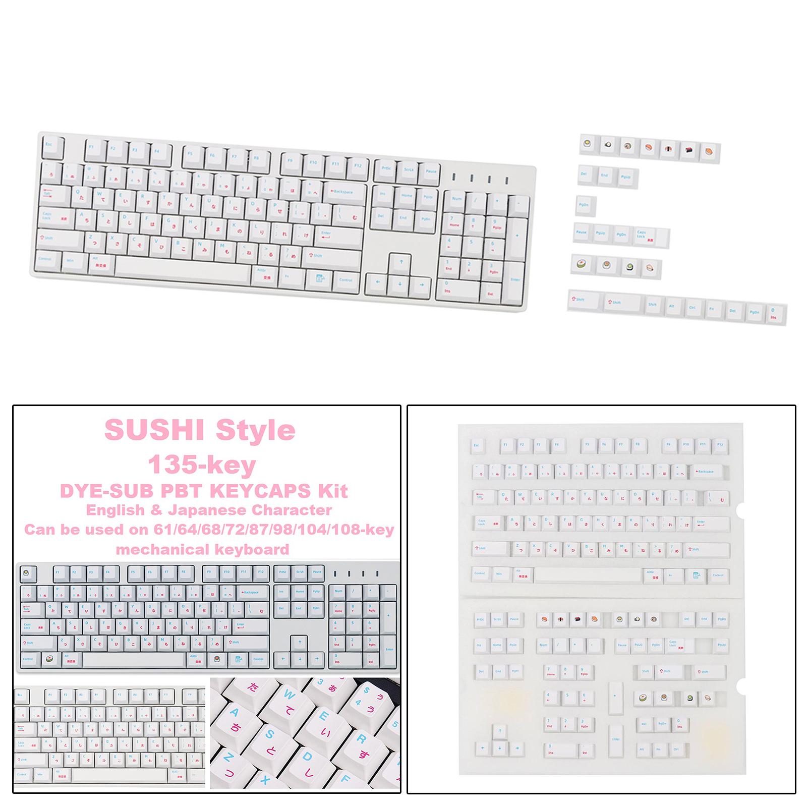 135 Keys Caps PBT Japanese Sushi Keycaps for Cherry MX Mechanical Keyboard