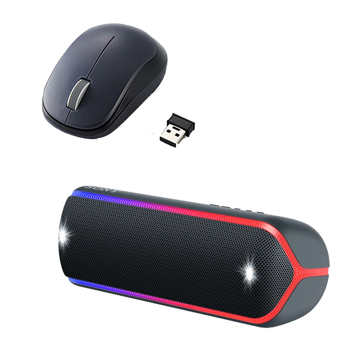 Combo Loa Bluetooth Sony SRS-XB32 &amp; Chuột không dây BlueLED ELECOM M-DY12DB - Hàng chính hãng