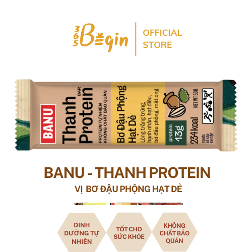 THANH NĂNG LƯỢNG PROTEIN BANU - BƠ ĐẬU PHỘNG HẠT DẺ