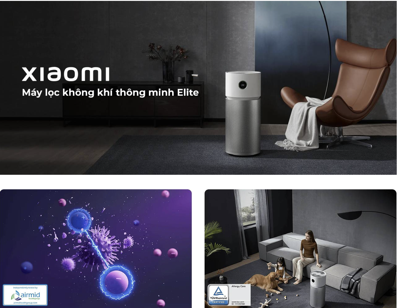 Máy Lọc Không Khí Xiaomi Elite Cao Cấp Khử Khuẩn Siêu Mịn, Khử Mùi Tia UVC Và Plasma, Màng Lọc Sợi Thủy Tinh Tĩnh Điện Kết Nối App, Phù Hợp Không Gian 125 m2 - Hàng Chính Hãng