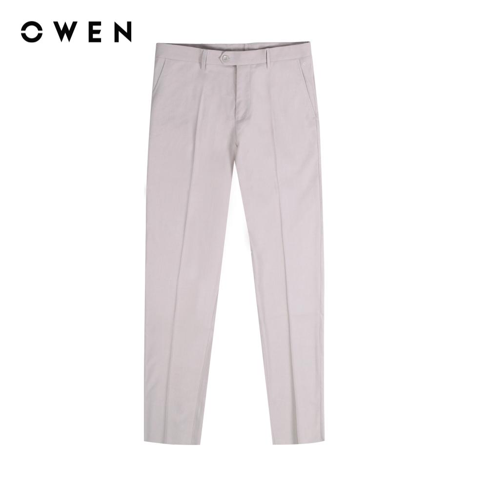 OWEN - Quần tây nam form slimfit màu Be Melange/slub/Oxford TR Spandex QS220676