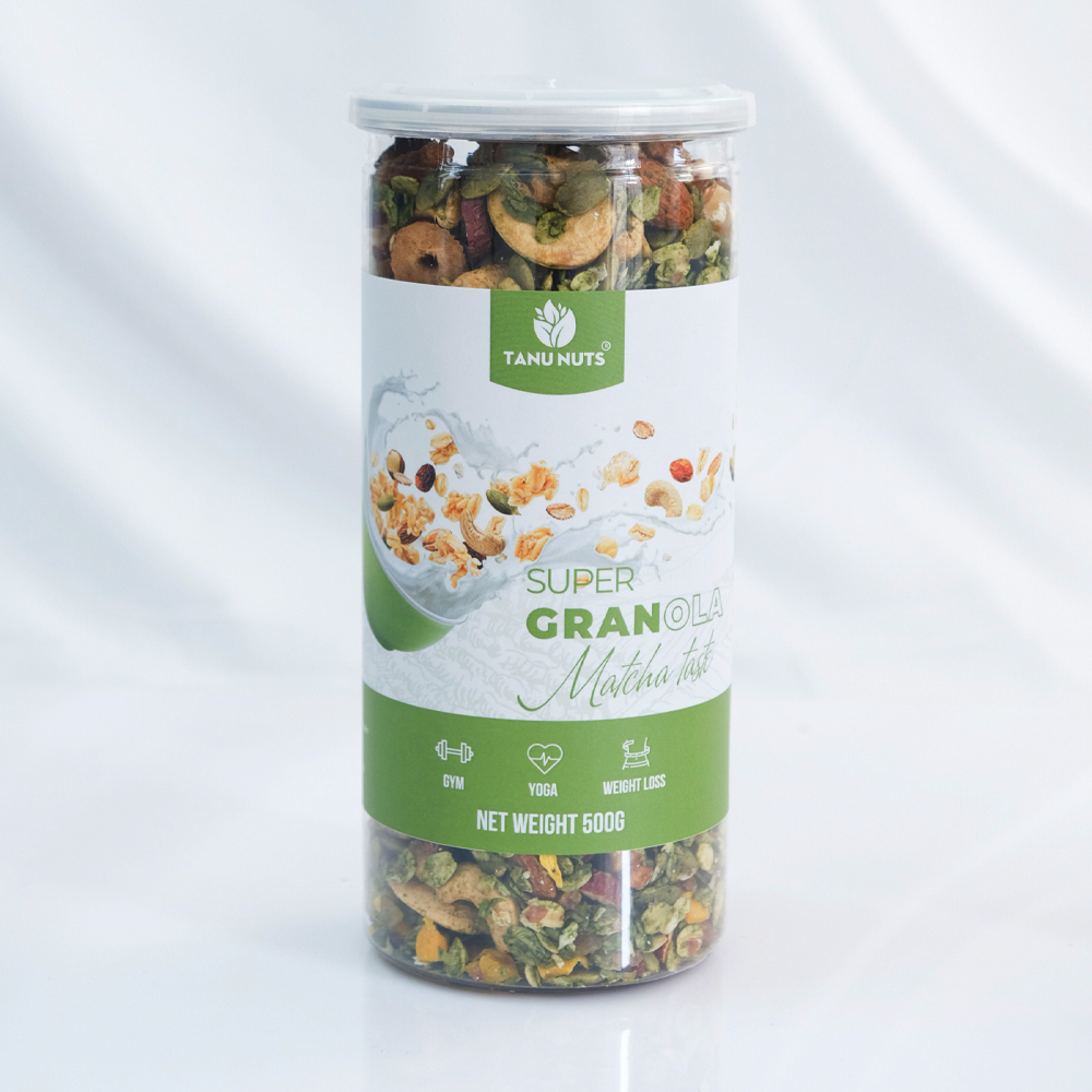 Granola siêu hạt 15% yến mạch TANU NUTS, ngũ cốc ăn kiêng giảm cân không đường tốt cho gym, yoga