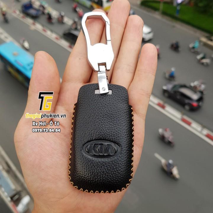 Bao da Handmade bảo vệ chìa khóa xe Kia Cerato 2016-2018, KIA K3, Sorento, Optima…kèm móc đeo Inox