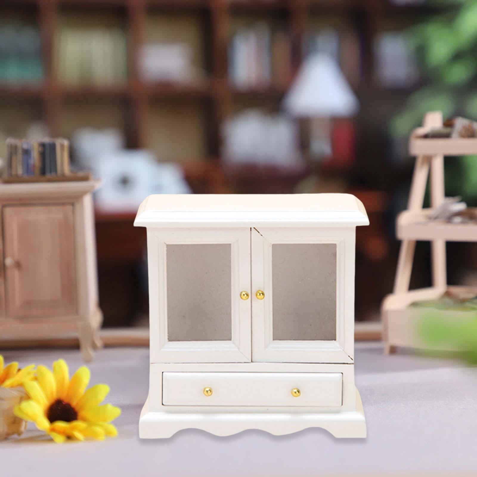 1/12 Scale Dollhouse Cupboard Cabinet Shelf Wood Model for Kitchen