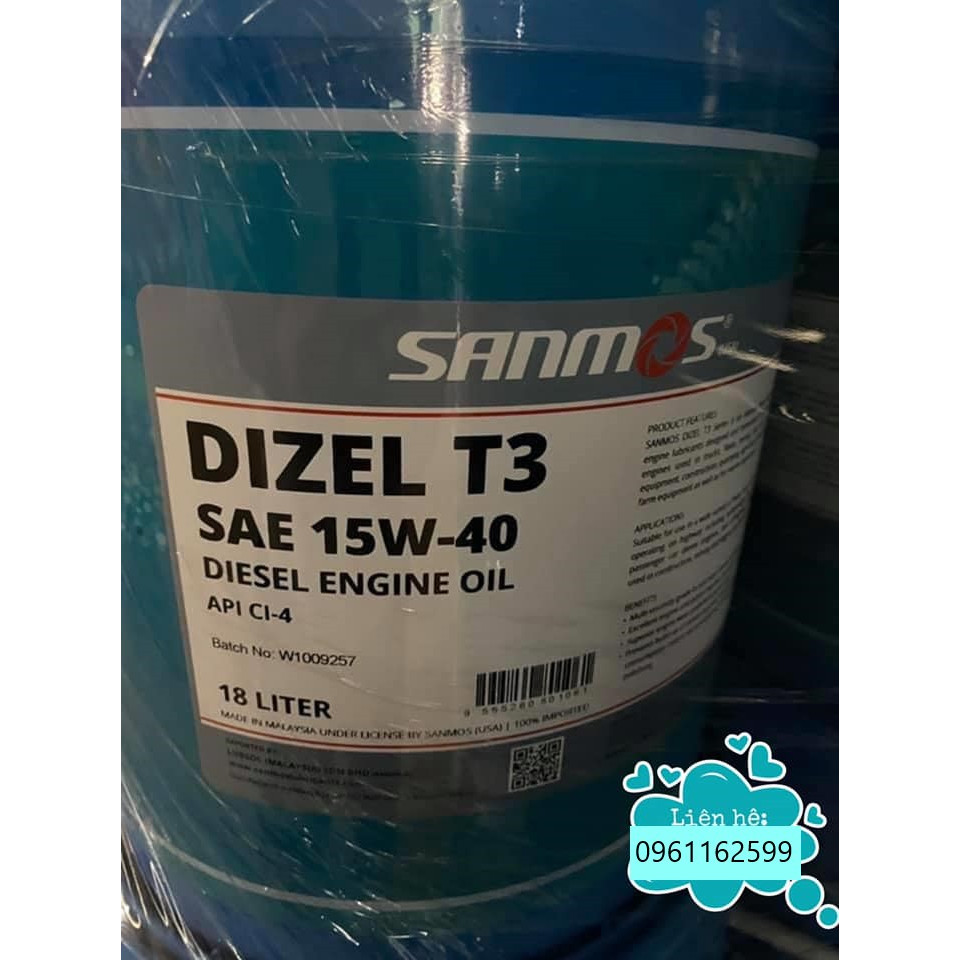 DẦU ĐỘNG CƠ SANMOS DIZEL T3 SAE 15W - 40 API CI4