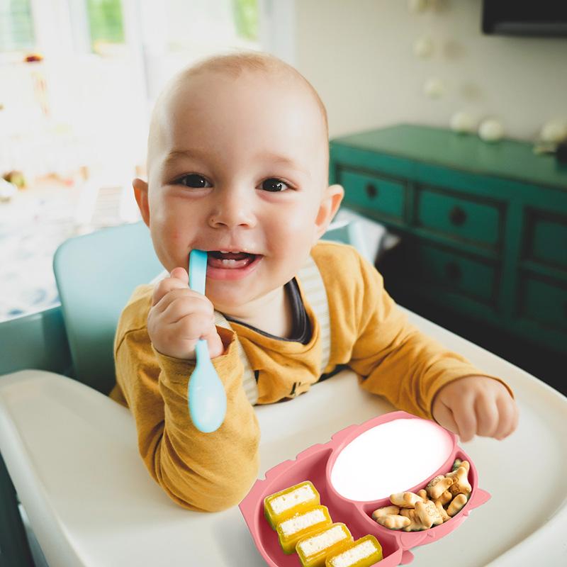 Bò Dẻo Silicone Cho Bé Ốp Dẻo Silicon Trẻ Em Bát Đựng Thức Ăn Cho Bữa Ăn Sáng Nursning Cho Ăn Bộ Đồ Ăn Món Ăn Kèm Thìa Nĩa Bộ