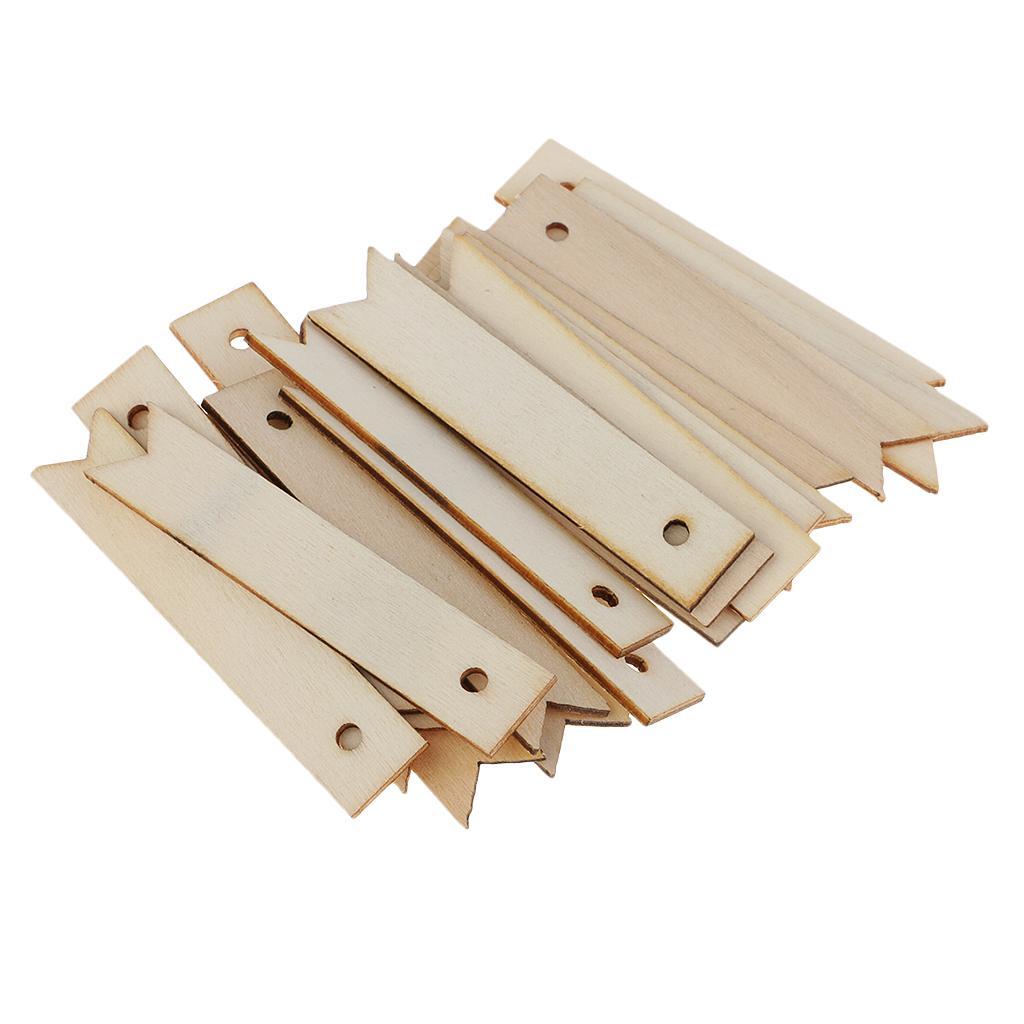 20 Pieces Wood Hanging Craft Pendant Tag Sewing Scrapbooking Rectangle Hanging Tags