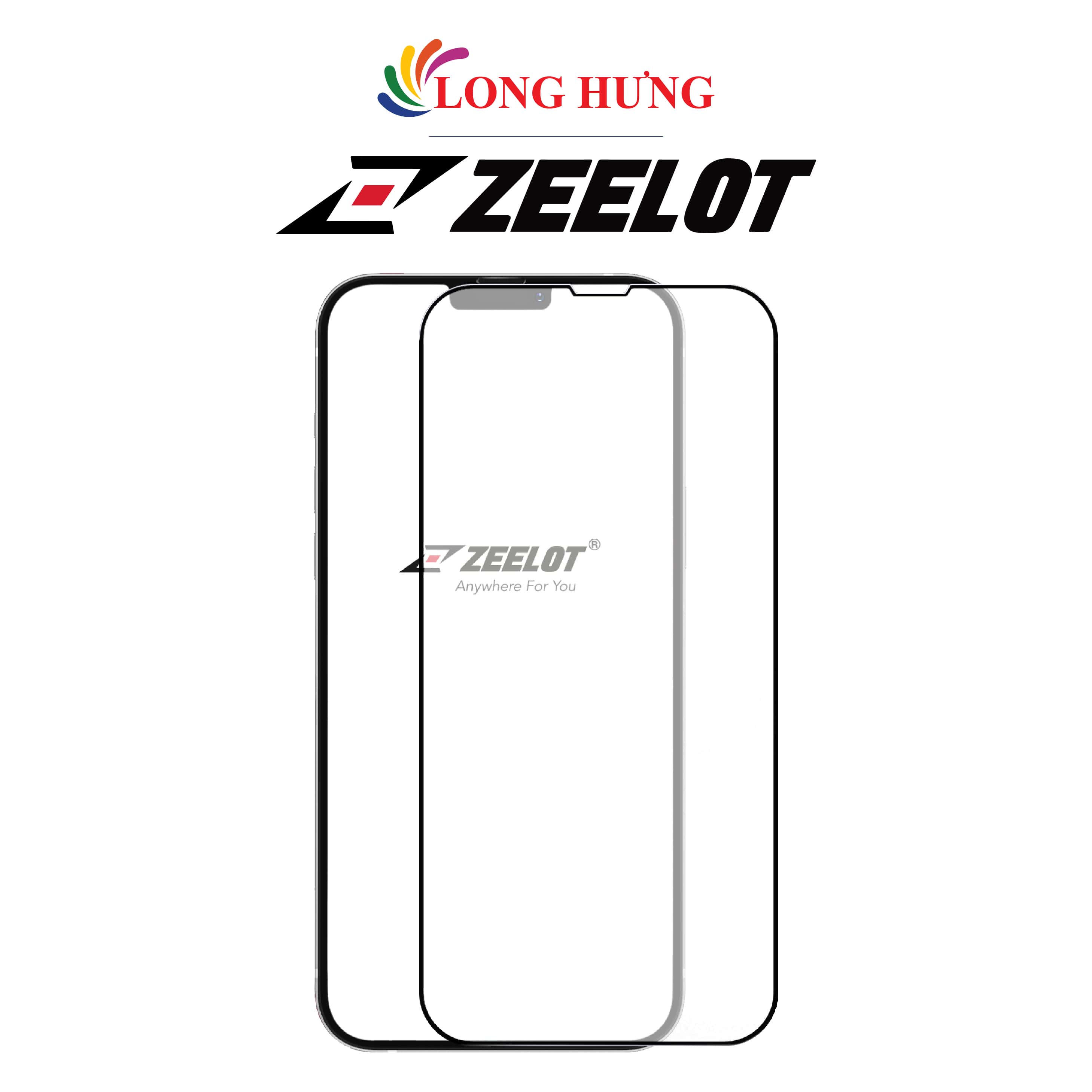 Dán màn hình cường lực Full viền chống vân tay Zeelot dành cho iPhone 15 Pro Max/15 Pro/15 Plus/15/14/13/12/11 - Hàng chính hãng