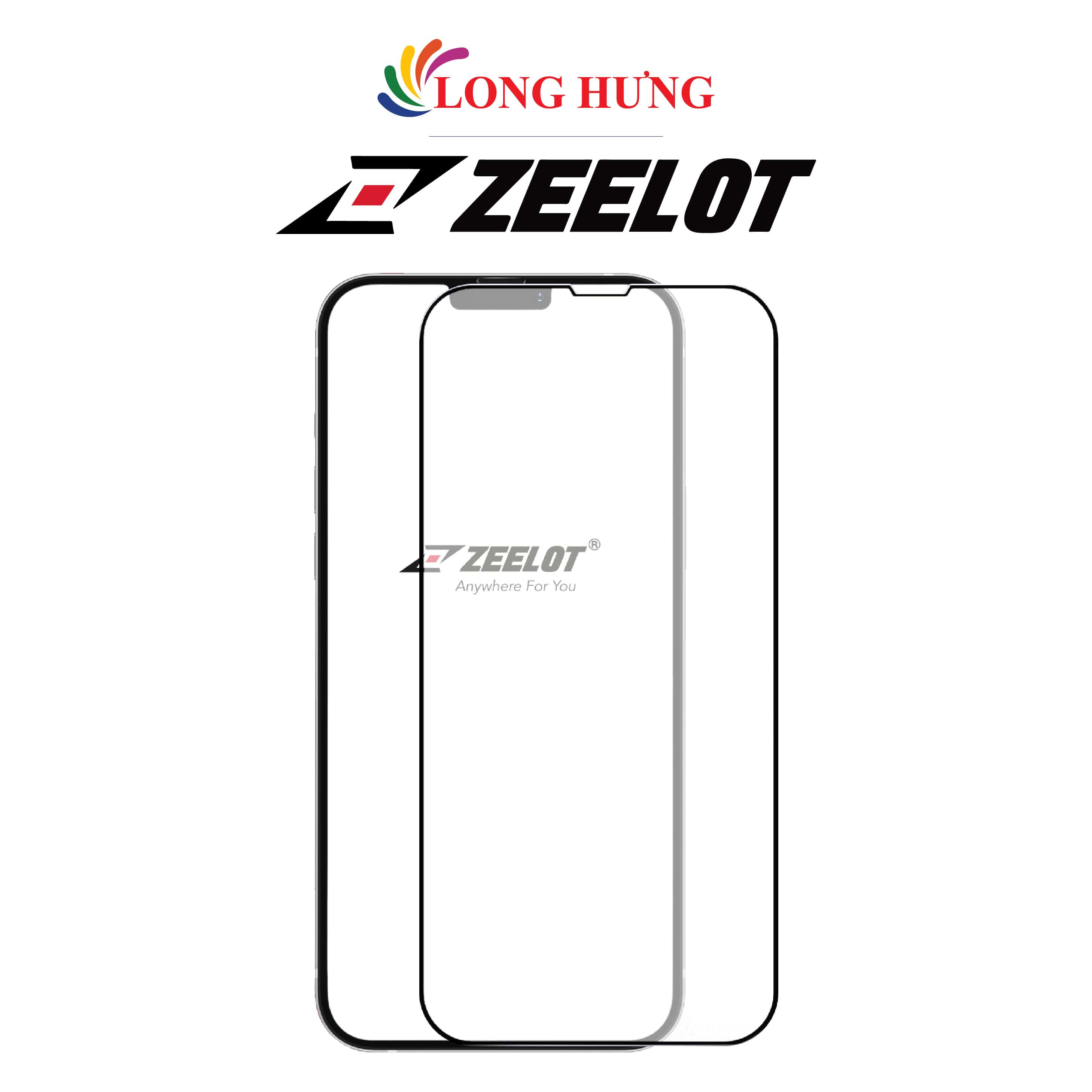 Dán màn hình cường lực Full viền chống vân tay Zeelot dành cho iPhone 15 Pro Max/15 Pro/15 Plus/15/14/13/12/11 - Hàng chính hãng