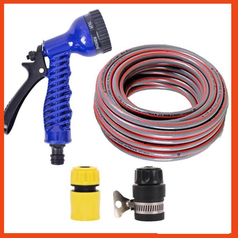 Bộ dây tăng áp 3 lần vòi xịt nước rửa xe, tưới cây loại 15m 206843
