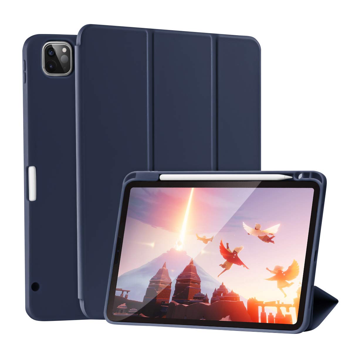 Bao Da KAKU cho iPad Air4/ Air5 10.9inch, iPad Pro M1/M2 11inch nắp gập khay TPU dẻo có khay bút Pencil