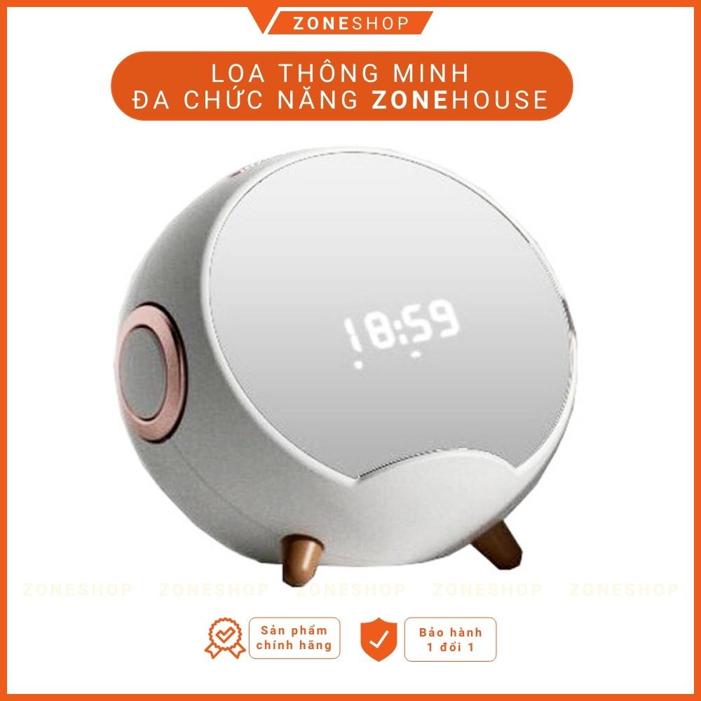 Loa bluetooth đa chức năng ZONEHOUSE Chính hãng, đế sạc điện thoại không dây, đồng hồ báo thức gương