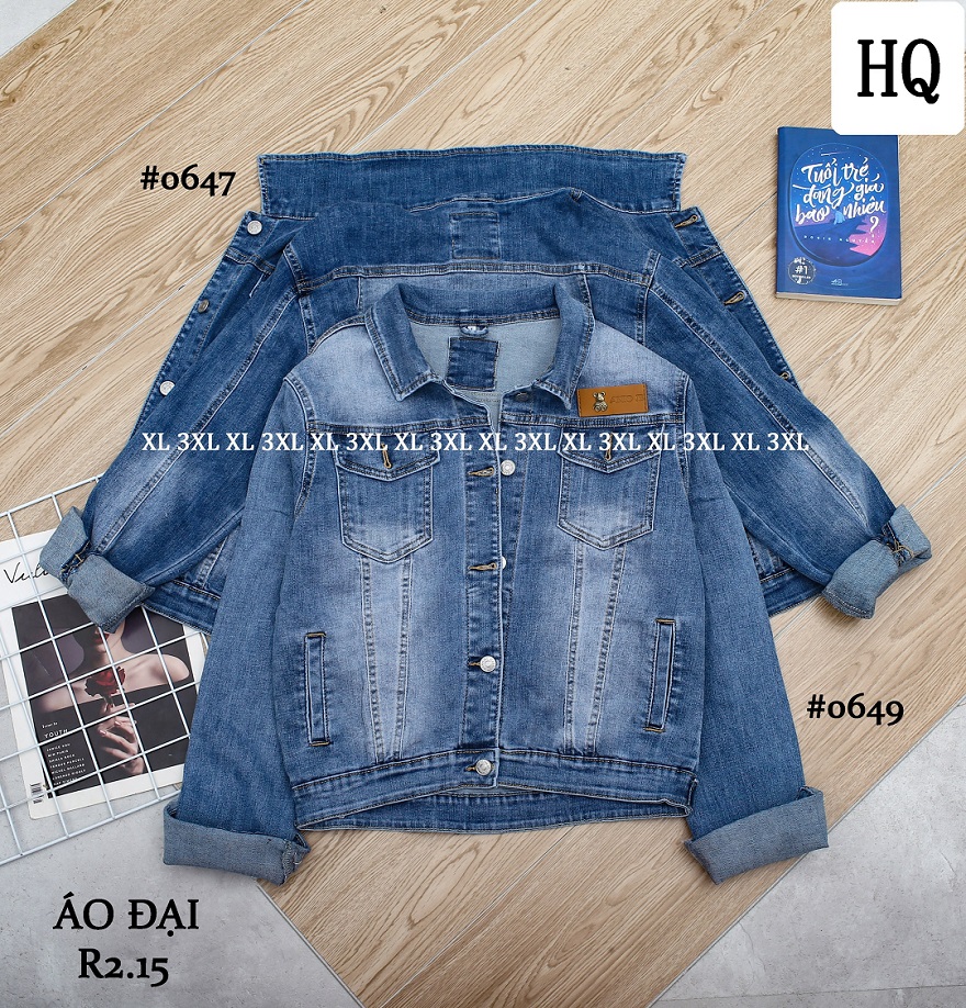 Áo khoác jeans nữ xuất xịn bigsize HQJeans form lớn thoải mái