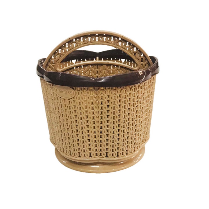 Rổ đựng đồ tròn hoa có quai đa năng kích thước 14 cm x 14 cm x 14 cm
