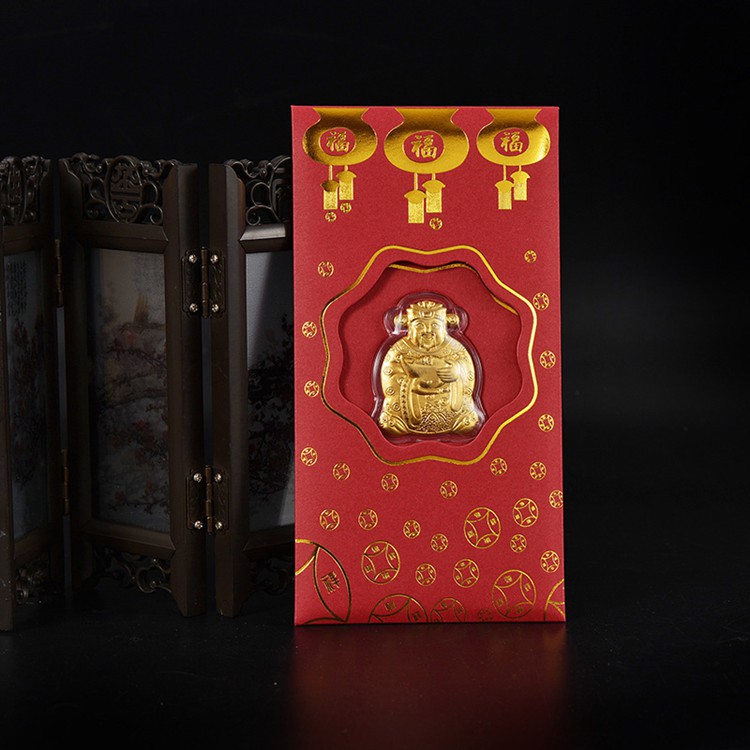 Lì Xì Thần Tài, Hình Hổ Vàng Mạ Vàng 24K - Bao Lì Xì May Mắn Rước Tài Lộc