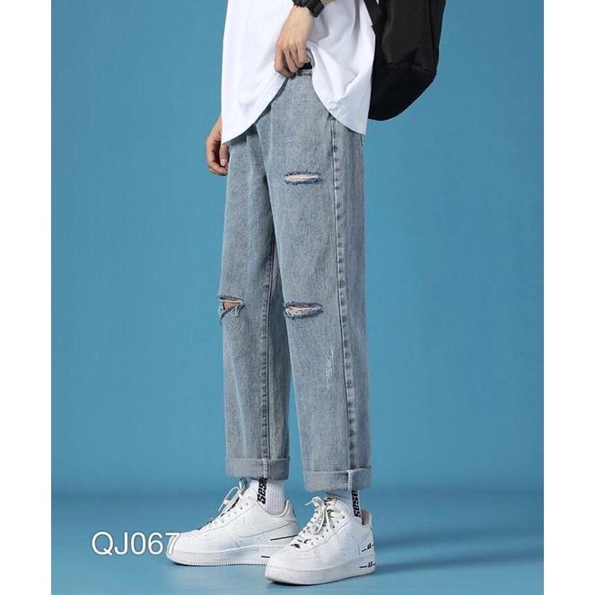 QUẦN BAGGY JEAN NAM RÁCH GỐI - QJ067