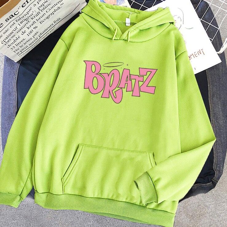 Bratz Chữ In Hoodie THU ĐÔNG Áo Unisex Nam Nữ Nam Thời Trang Sinh Viên Hoodie Tay Dài