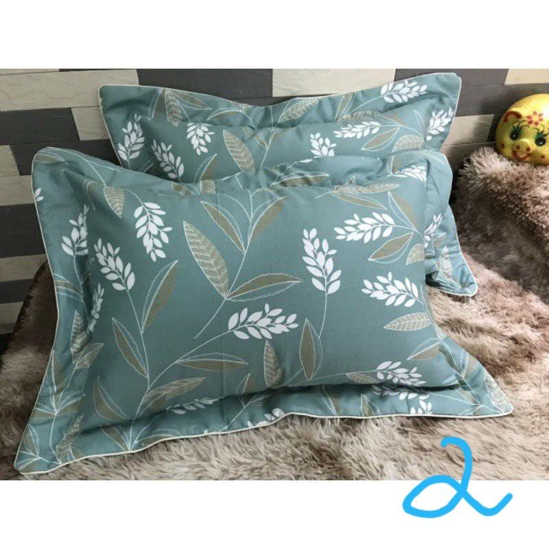 Set 2 vỏ gối nằm Cotton lót bông dây khóa kéo kích thước 45x65 dày mịn thoáng mát