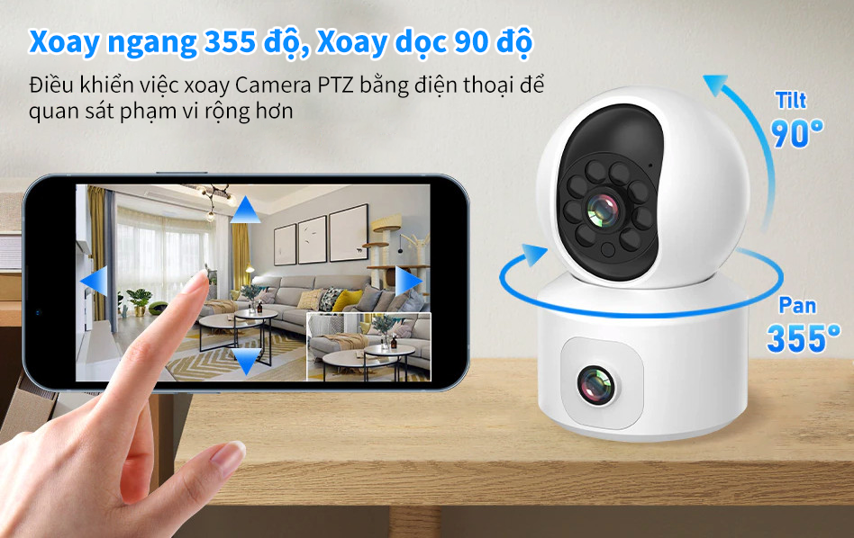 Camera Wifi IPC360 Home PC203, ống kính kép 1080P (FHD), màn hình đôi (Hàng nhập khẩu)