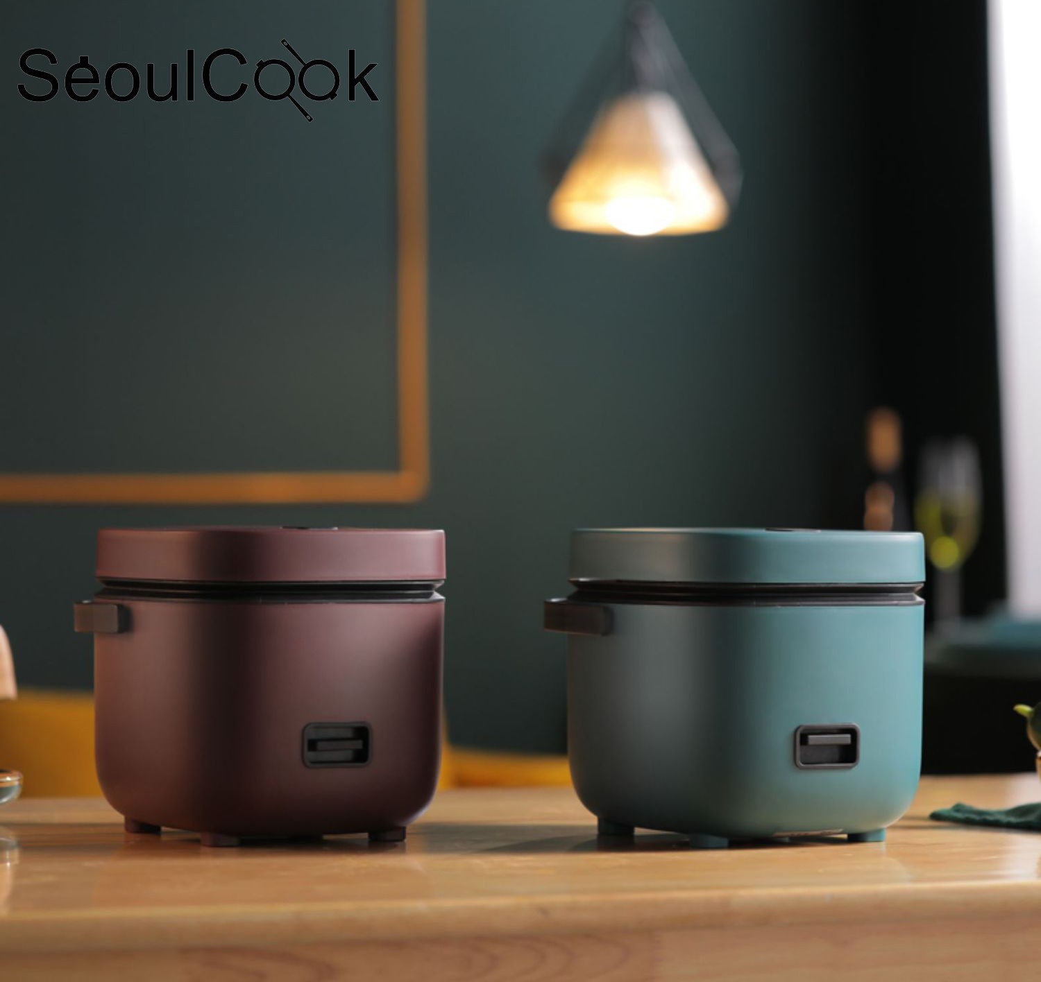 Nồi cơm mini Rice Cooker Seoulcook đa năng 1,2l hàng nội địa tặng khay hấp + vá cơm + cốc đong