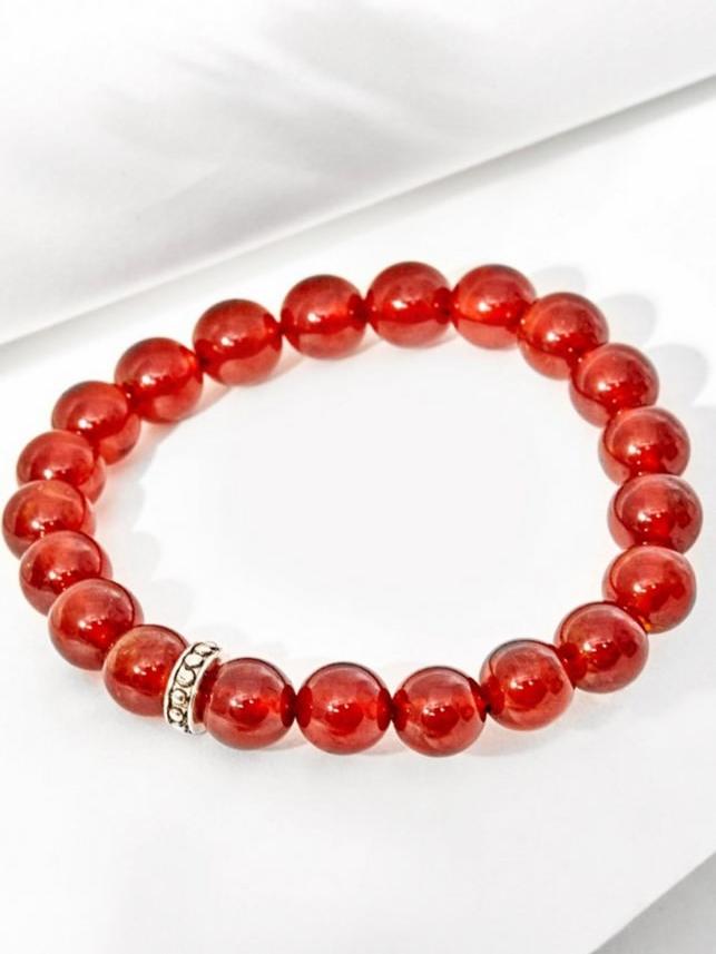 Vòng Tay Đá Ngọc Hồng Lựu Garnet Charm Bạc Thái - Hỏa Thổ