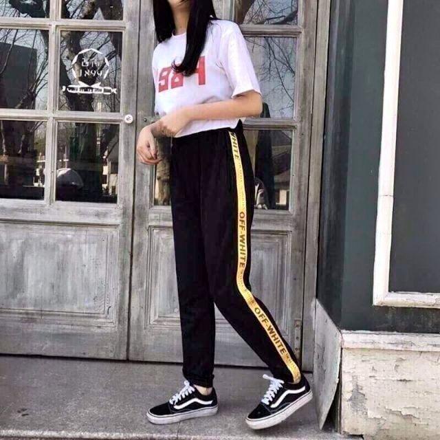 XẢ KHO_ Quần JOGGER Nam Nữ sọc chữ