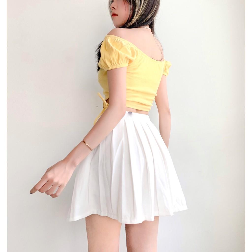 Áo cổ bẹt dây rút hông mã 180