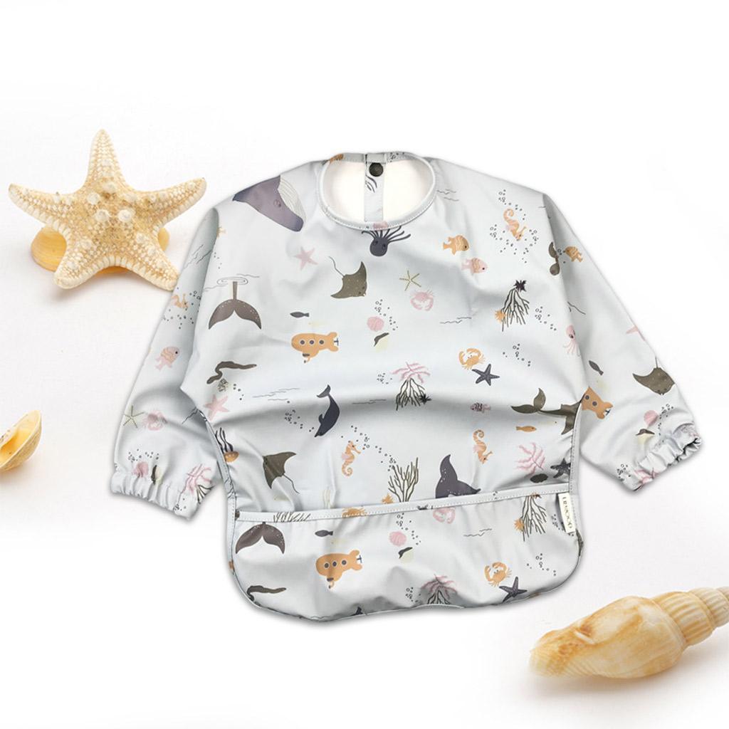 2Pieces Baby Smock Feeding Bib Eating Drooling Burp Apron Cloth for Toddler