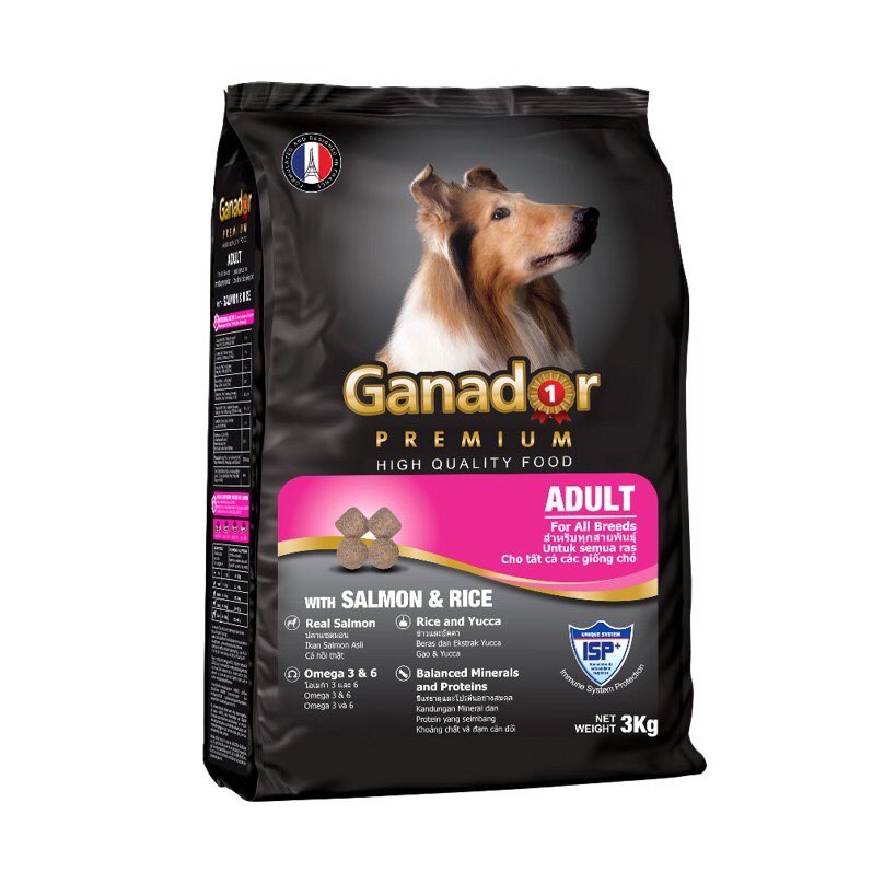 Thức Ăn Hạt Cho Chó Lớn Ganador Adult Salmon & Rice Vị Cá Hồi Và Gạo Gói 3kg - YonaPetshop