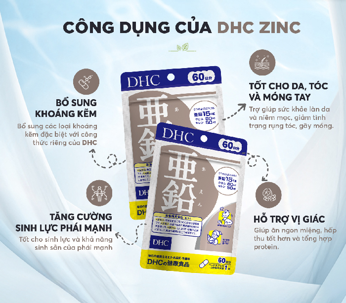 Kẽm Zinc DHC Nhật duy trì sức khỏe của da, ngừa mụn nội tiết, vị giác ngon miệng, tăng cường sinh lực phái mạnh - Massel Official