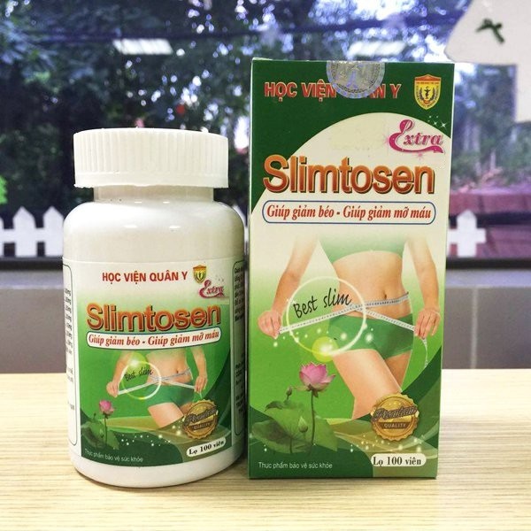 Hình ảnh Thực phẩm chức năng Viên uống giảm béo giảm cân tan mỡ chiết xuất lá sen Slimtosen Extra Học viện quân y Việt nam (100 viên)