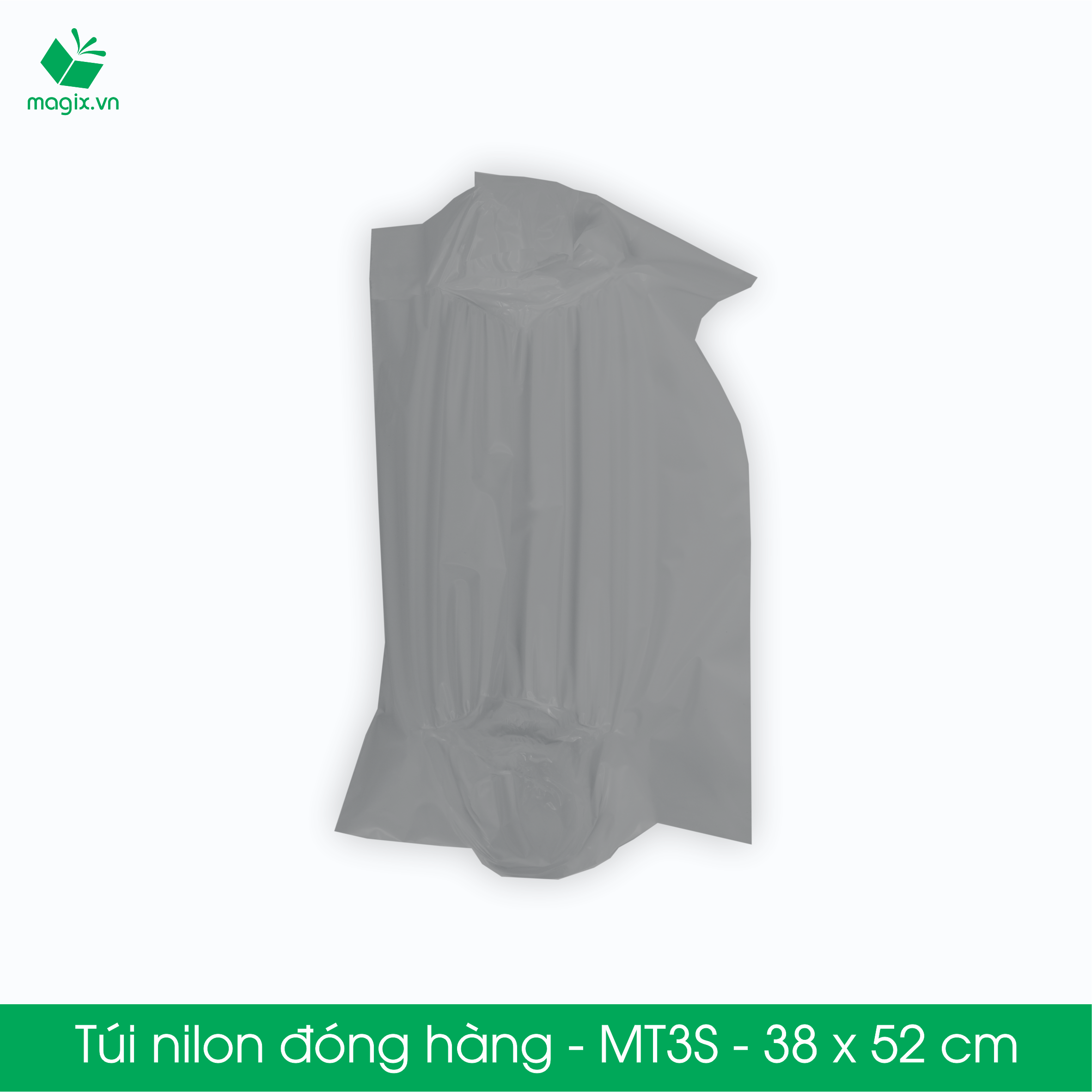 MT3S - 38x52 cm - Túi nilon gói hàng - 100 túi niêm phong đóng hàng màu xám