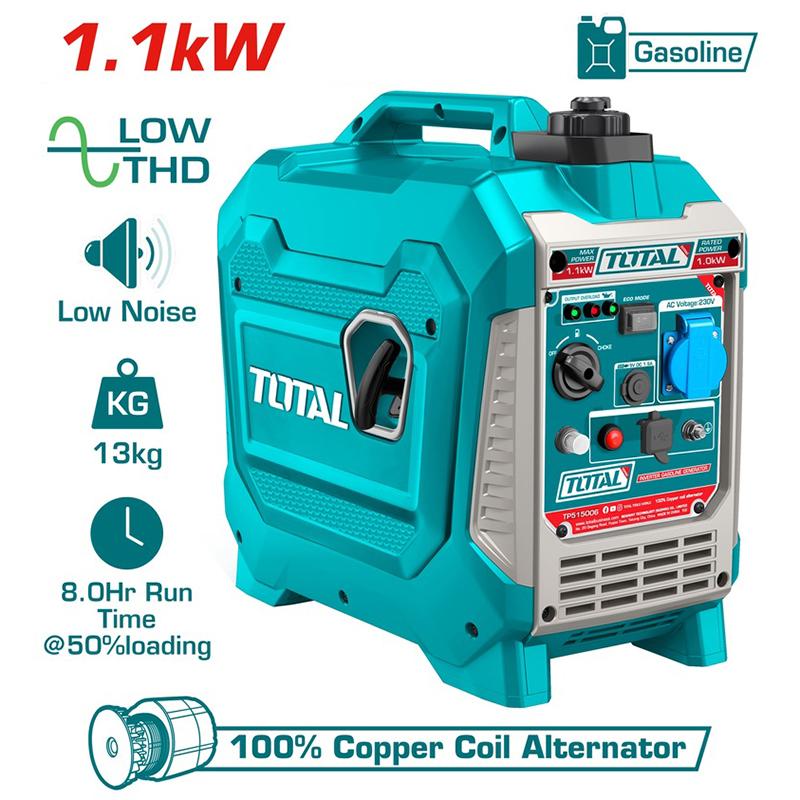 MÁY PHÁT ĐIỆN DÙNG XĂNG BIẾN TẦN 1.1KW TOTAL TP515006 - HÀNG CHÍNH HÃNG
