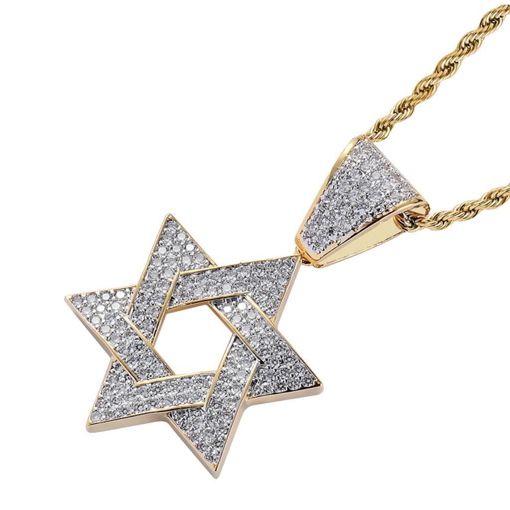 Star of  Necklace with Chain Men Women Amulet    Jewish