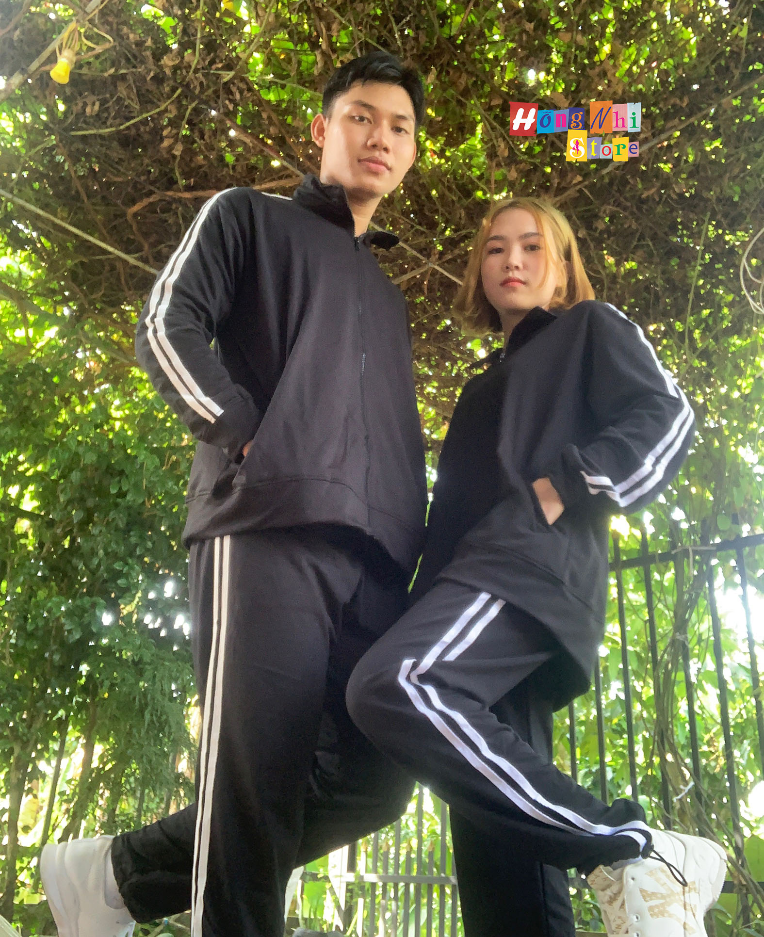 Set Bộ Thể Thao Oversize Ulzzang Unisex Áo Khoác Tay Dài Quần Jogger Dài Màu Đen Cao Cấp - MM