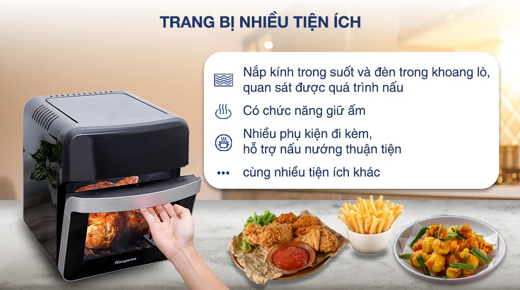 Lò chiên không dầu Kangaroo KG12AF6A 12.5 lít - Hàng chính hãng