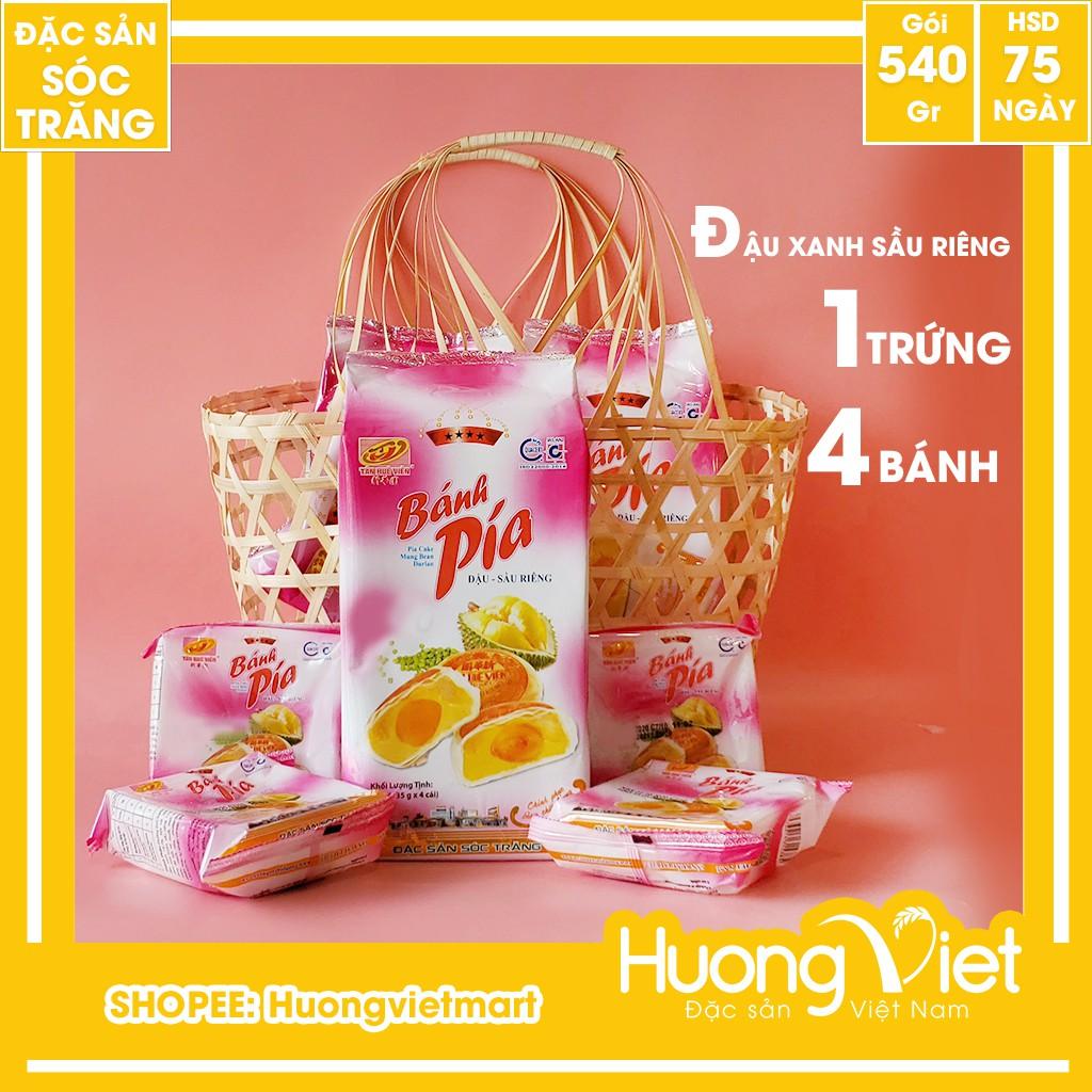 Bánh pía đậu xanh sầu riêng 1 trứng Tân Huê Viên 540g, bánh pía Sóc Trăng chính hãng Tân Huê Viên