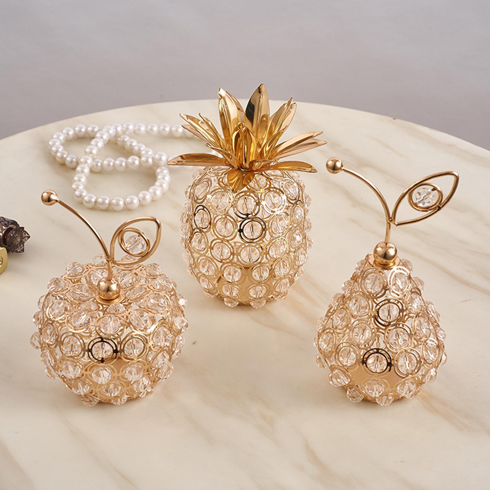 3pcs Nordic Crystal Fruit Statue Ornaments Figurine Home Office Decor