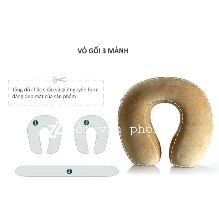 Gối Kê Cổ Chữ C Cao Su Non Vỏ Nhung Cao Cấp Êm Ái GLC-07 Chống Đau Mỏi Cổ, Đau Vai Gáy