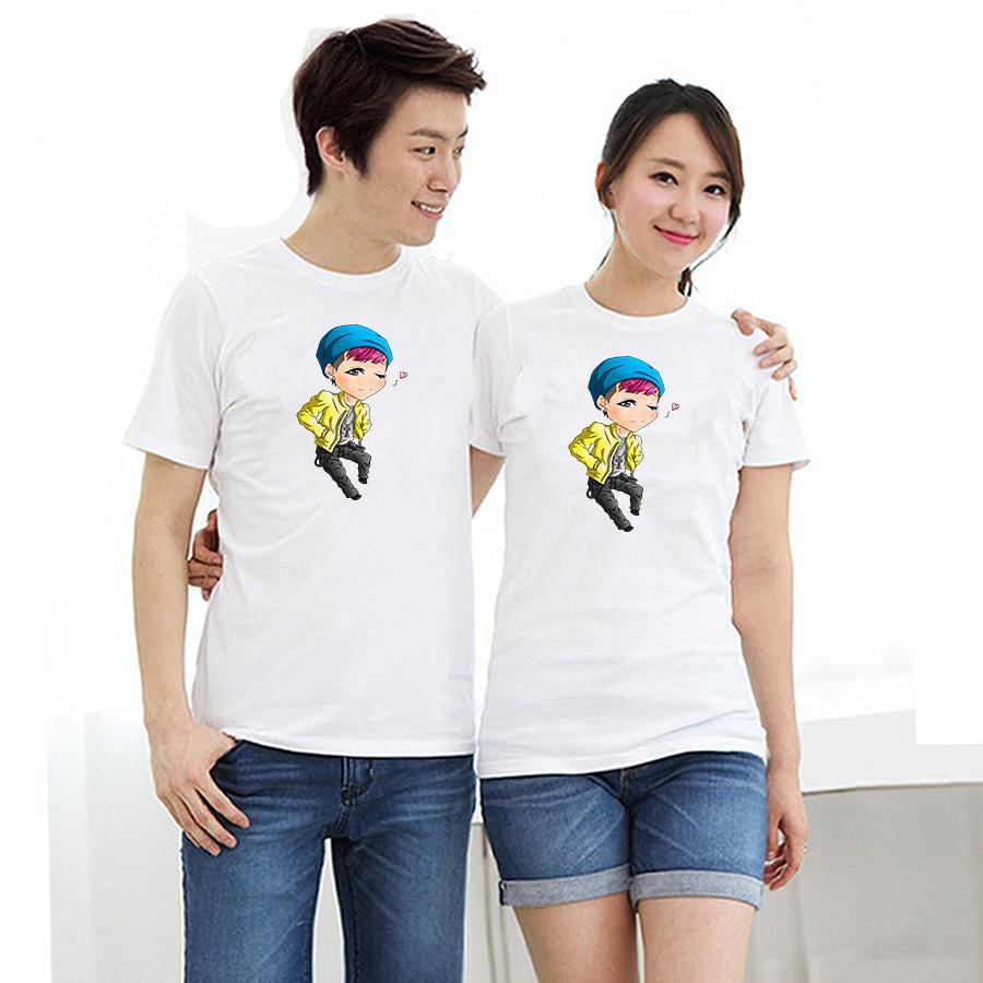 Áo thun cặp đôi in hình G Dragon chibi form rộng phong cách hàn quốc