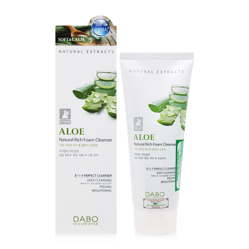 Sữa rửa mặt sạch nhờn trắng da chiết xuất Lô hội DABO Aloe (60ml) - HÀN QUỐC CHÍNH HÃNG