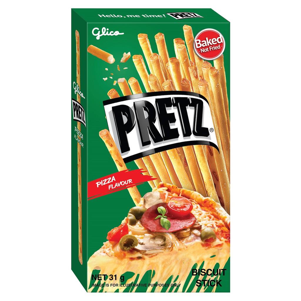 Bánh que nướng giòn 4 vị GLICO Pretz (Combo 10 hộp - 3 khoai tây 3 BBQ Gà 2 Pizza 2 Bắp)