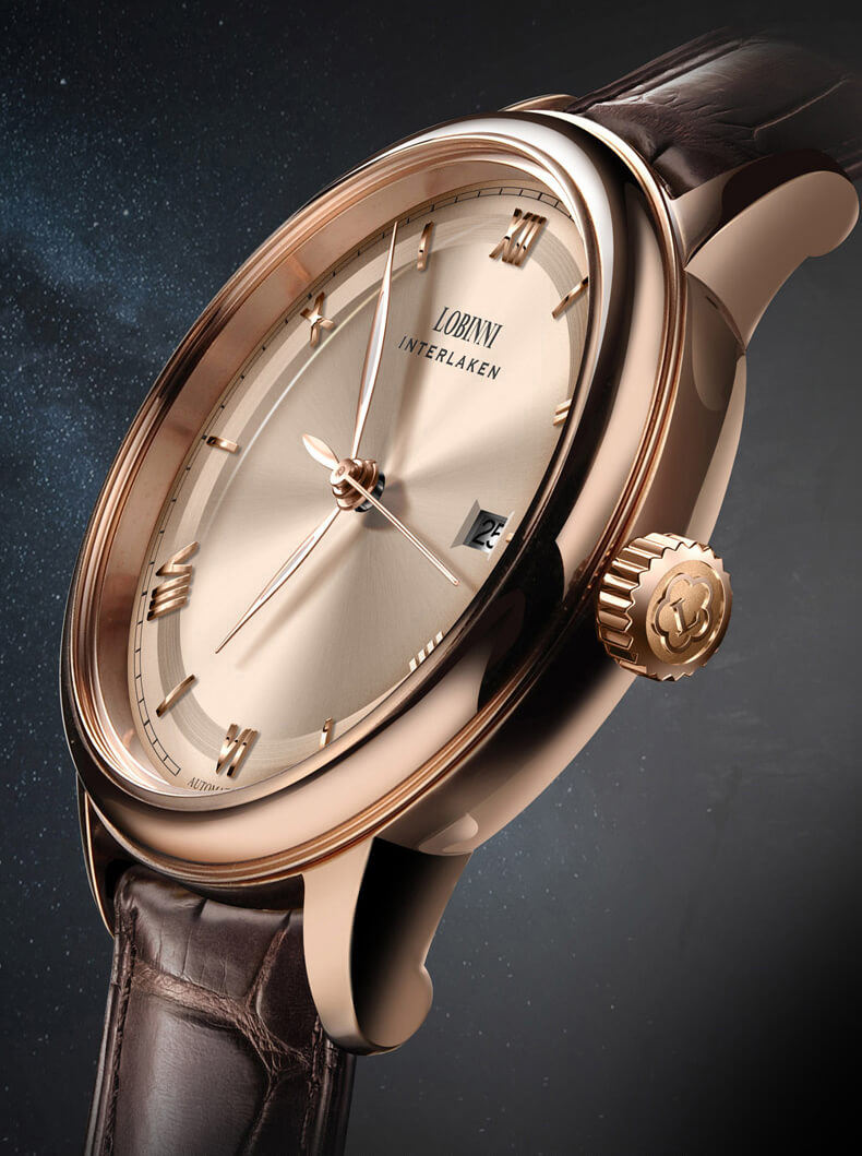 Đồng hồ nam chính hãng Lobinni L14003-1 Kính sapphire chống xước,Chống nước 50m,bảo hành 24 tháng,Máy cơ(Automatic,dây da nâu xịn,máy lộ cơ vỏ vàng