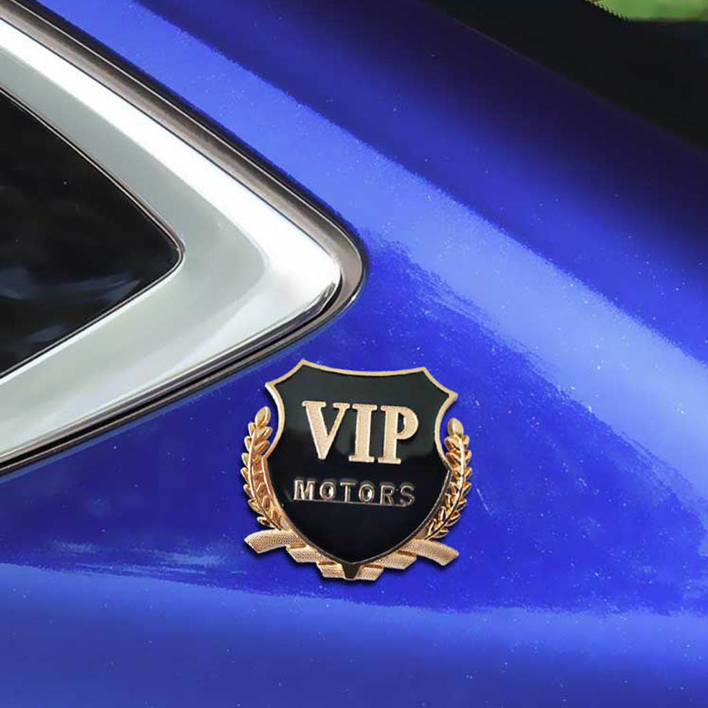 Bộ 2 Logo VIP Motors Kim Loại Dán Trang Trí Ô Tô - Có Keo Dán 3M Đi Kèm