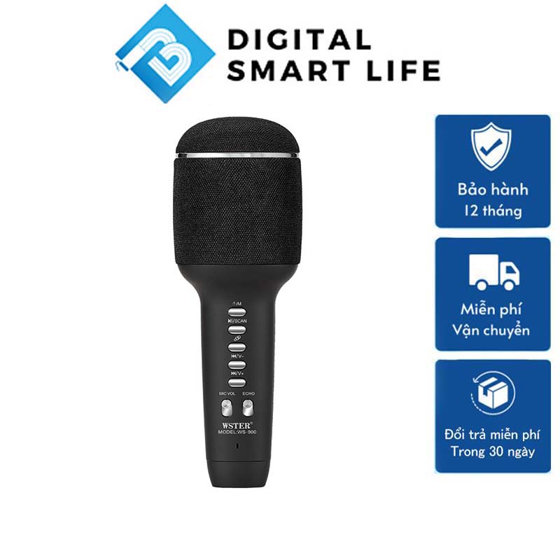 Micro Không Dây Hát Karaoke Kèm Loa Bluetooth Mini Cao Cấp WS-900 Nâng giọng cực chất Loa Bluetooth Karaoke Mini Gia Đình Có Thu Âm Có Thẻ Nhớ USB AUX Mic LiveStream Không Dây Giá Rẻ Bản Nâng Cấp