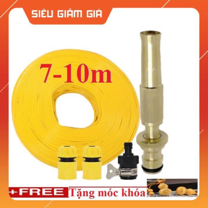 Bộ dây vòi xịt nước rửa xe, tưới cây . tăng áp 3 lần, loại 7m, 10m 206587 cút sập+tặng móc khoá