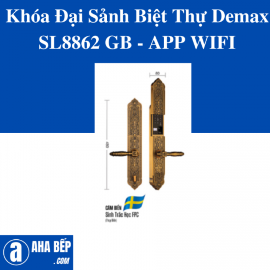 Khóa Đại Sảnh Biệt Thự Demax SL8862 GOLD - APP WIFI. Hàng Chính Hãng