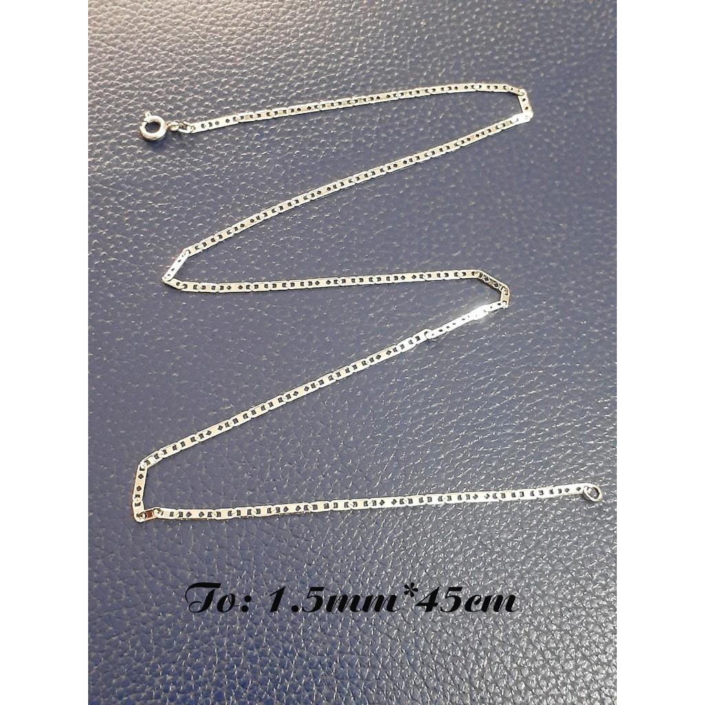 Dây chuyền inox kiểu dẹp 1.5mm Khóa Xịn màu trắng khồng đen, không gỉ, hợp thời trang